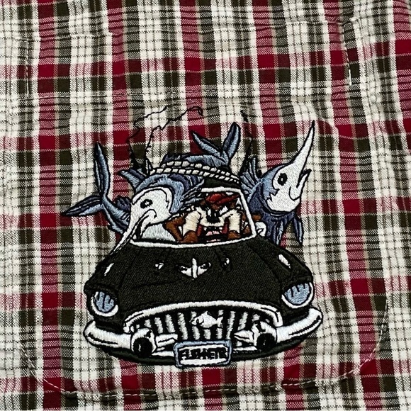 VTG Warner Brothers Tasmanian Devil seersucker short sleeve shirt XL - Picture 4 of 12